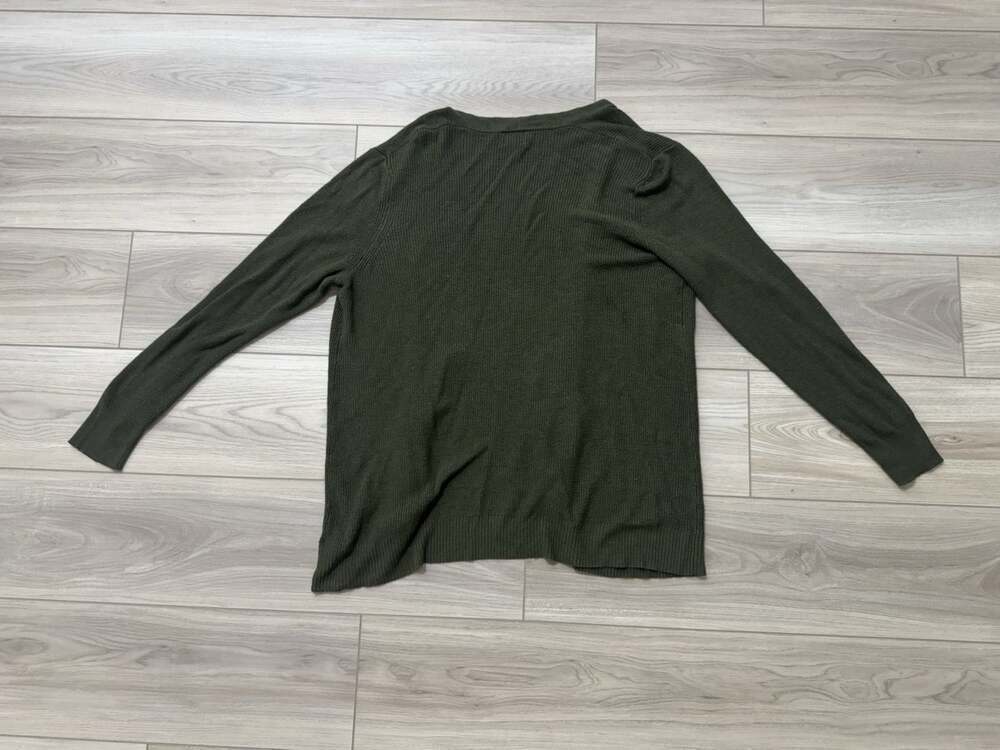 A New Day Women's Open Front Ribbed Knit Cardigan Olive Green Size XL - Picture 5 of 5